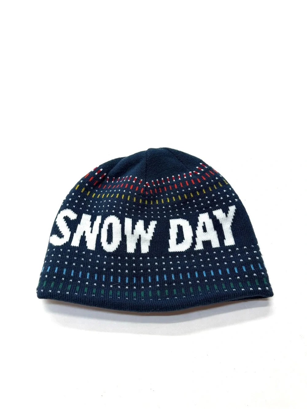L.L. Bean Kids Navy Blue Beanie with 'SNOW DAY' Fleece Lining